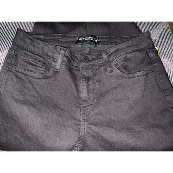 Just Black Denim Black Fringe Hem Skinny Jeans Size 27 Mid Rise Stretch Denim - Picture 6 of 10